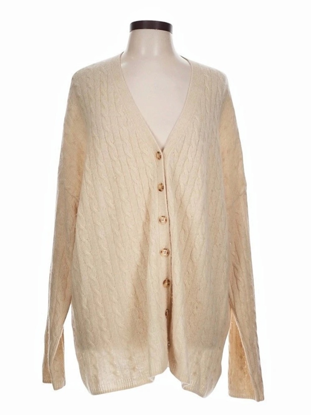 Reformation 100% Cashmere Giusta Oversized Cardigan Cream Large